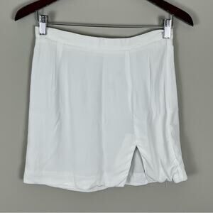 Olivaceous White Mini Skirt Side Slit Coquette Cottagecore Women's Medium